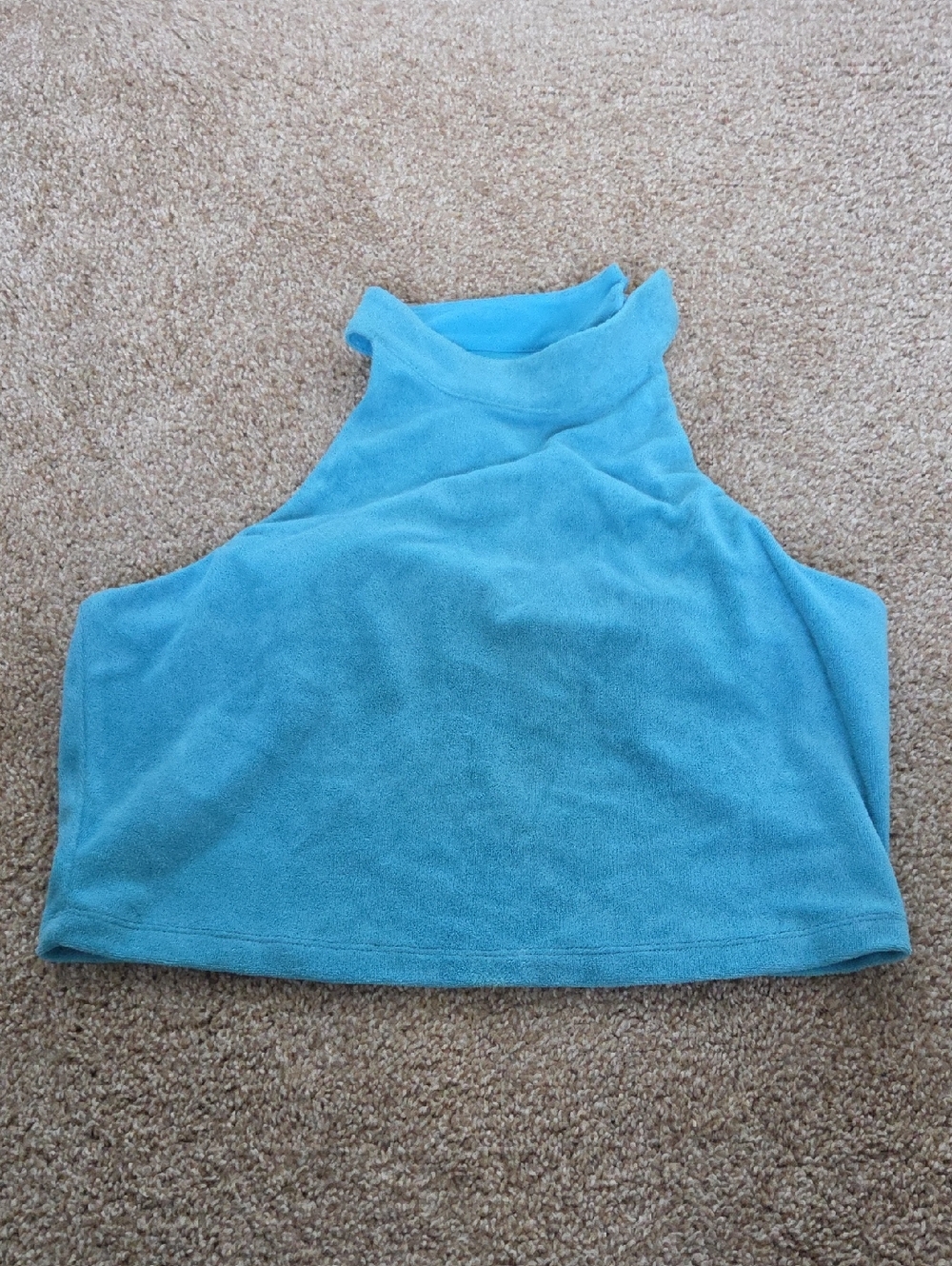 Fabletics Aqua Blue High-Neck Cropped Tank